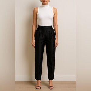 Vintage Rena Rowan 100% Silk Pleated Trousers | Size 14 | High Rise, W: 32”